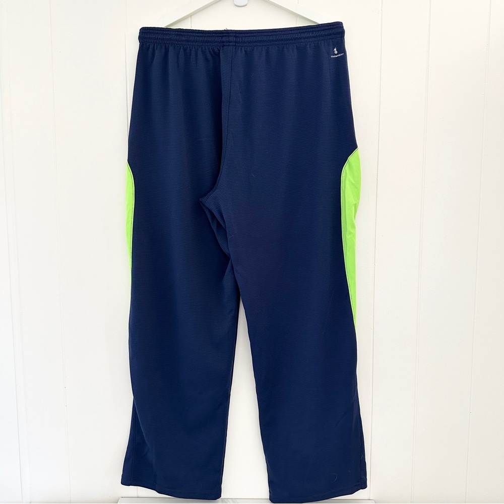 New Balance Track Pants L Basketball Warmups Seahawks Colors Navy Neon Green - Picture 5 of 6